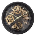 Clayre & Eef Wanduhr Ø 30x8 cm Schwarz Braun Kunststoff Glas