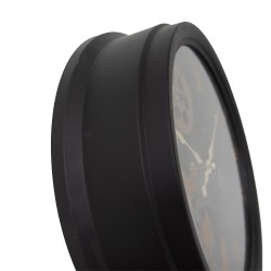 Clayre & Eef Wanduhr Ø 30x8 cm Schwarz Braun Kunststoff Glas