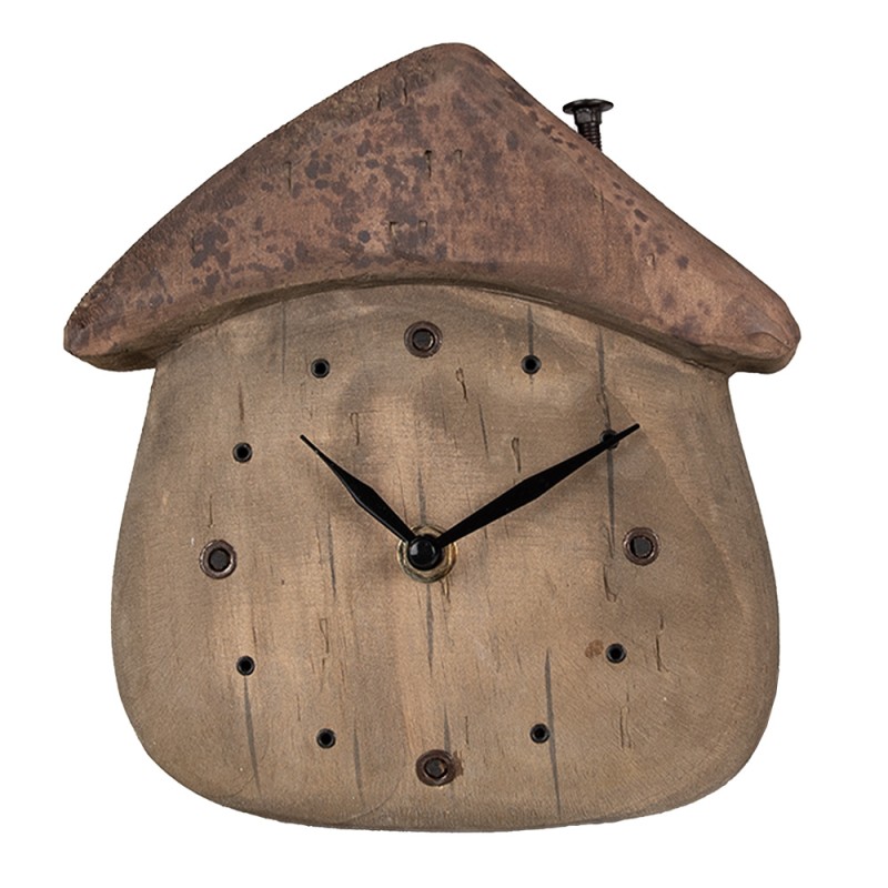 Clayre & Eef Table Clock 18x5x19 cm Brown Wood