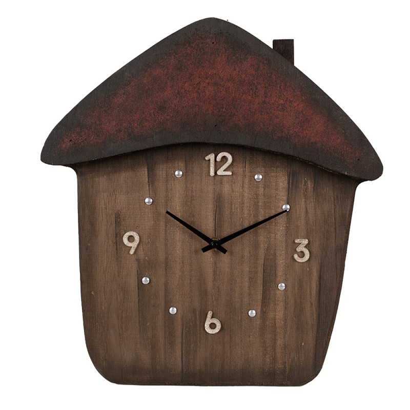 Clayre & Eef Horloge mural 37x4x40 cm Marron Bois