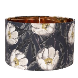 Clayre & Eef Abat-jour lampes à suspension Ø 45x28 cm Noir Blanc Textile Rond Fleurs