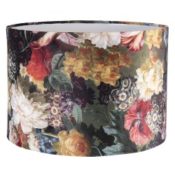 Clayre & Eef Abat-jour lampes à suspension Ø 34x24 cm Noir Jaune Textile Rond Fleurs