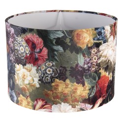 Clayre & Eef Paralume Lampadario a sospeso Ø 34x24 cm Nero Giallo Tessuto Rotondo Fiori