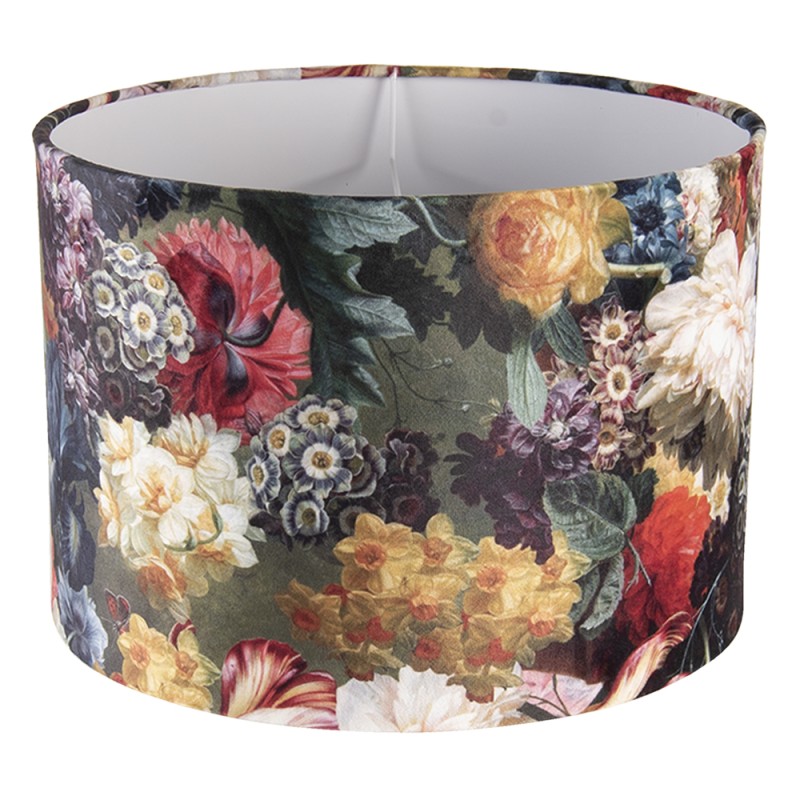 Clayre & Eef Abat-jour lampes à suspension Ø 34x24 cm Noir Jaune Textile Rond Fleurs