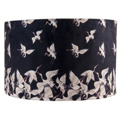 Clayre & Eef Abat-jour lampes à suspension Ø 45x28 cm Noir Blanc Textile Rond Cygne