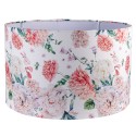 Clayre & Eef Paralume Lampadario a sospeso Ø 45x28 cm Bianco Rosa  Tessuto Rotondo Fiori