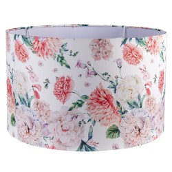 Clayre & Eef Abat-jour lampes à suspension Ø 45x28 cm Blanc Rose Textile Rond Fleurs