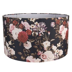 Clayre & Eef Abat-jour lampes à suspension Ø 53x30 cm Noir Textile Rond Fleurs