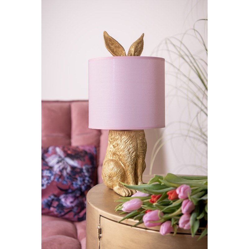 Clayre & Eef Table Lamp Rabbit Ø 20x43 cm Gold colored Plastic