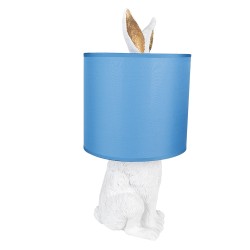 Clayre & Eef Table Lamp Rabbit Ø 20x43 cm White Blue Plastic