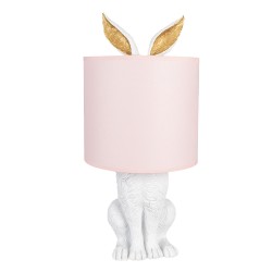 Clayre & Eef Table Lamp Rabbit Ø 20x43 cm White Pink Plastic