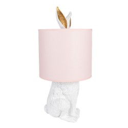 Clayre & Eef Lampe de table Lapin Ø 20x43 cm Blanc Rose Plastique