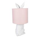 Clayre & Eef Tischlampe Kaninchen Ø 20x43 cm Weiß Rosa Kunststoff