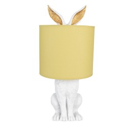 Clayre & Eef Lampe de table Lapin Ø 20x43 cm Blanc Jaune Plastique