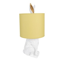 Clayre & Eef Lampada da tavolo Coniglio Ø 20x43 cm Bianco Giallo  Plastica