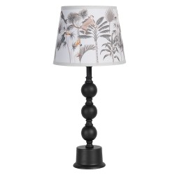 Clayre & Eef Table Lamp Ø 24x37 cm  Black Ceramic Round Leaves