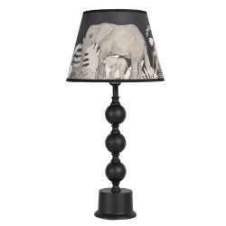 Clayre & Eef Table Lamp Ø 27x57 cm  Black Grey Ceramic Round Elephants