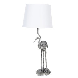 Clayre & Eef Tischlampe Ø 25x58 cm  Silberfarbig Kunststoff Rund