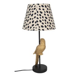 Clayre & Eef Table Lamp Parrot Ø 25x51 cm  Beige Black Plastic Round