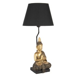 Clayre & Eef Tischlampe Ø 28x60 cm  Goldfarbig Schwarz Kunststoff