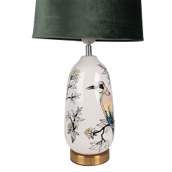 Clayre & Eef Table Lamp Ø 28x50 cm  White Green Plastic Bird