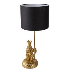 Clayre & Eef Bureaulamp Aap Ø 23x45 cm  Goudkleurig Zwart Kunststof