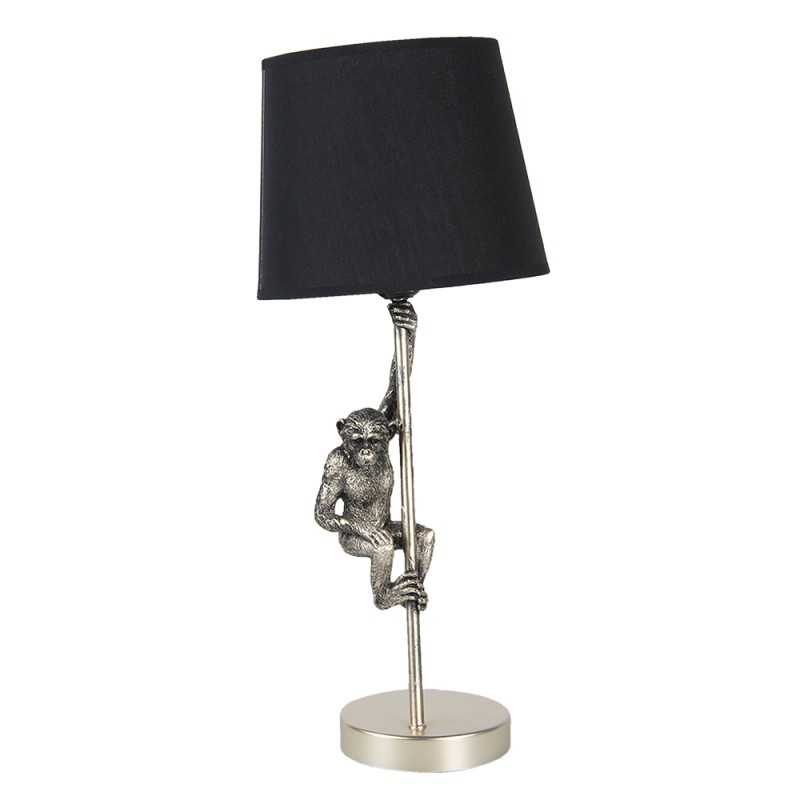 Clayre & Eef Table Lamp Monkey Ø 20x49 cm  Silver colored Black Plastic Round