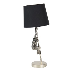 Clayre & Eef Table Lamp Monkey Ø 20x49 cm  Silver colored Black Plastic Round