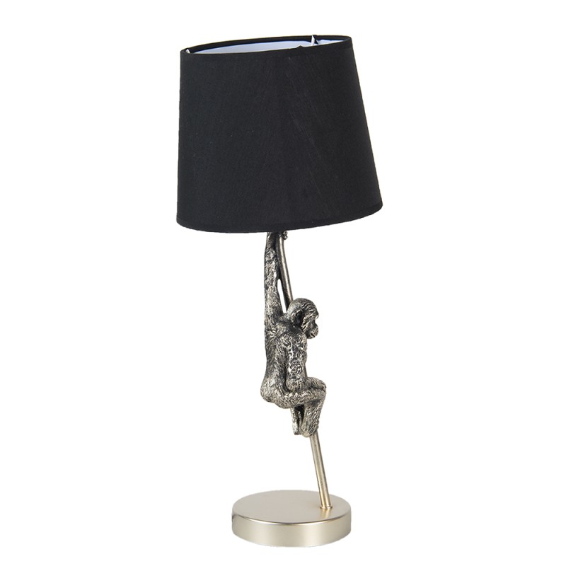 Clayre & Eef Table Lamp Monkey Ø 20x49 cm  Silver colored Black Plastic Round