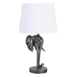 Clayre & Eef Lampada da tavolo Elefante 23x23x41 cm  Nero Bianco  Plastica