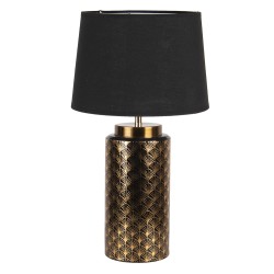 Clayre & Eef Tischlampe Ø 28x50 cm  Goldfarbig Schwarz Kunststoff Rund