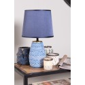 Clayre & Eef Lampada da tavolo Ø 20x35 cm  Blu Bianco  Ceramica Rotondo