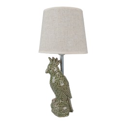 Clayre & Eef Table Lamp Parrot Ø 18x36 cm  Beige Green Ceramic Round