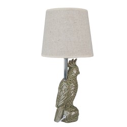 Clayre & Eef Table Lamp Parrot Ø 18x36 cm  Beige Green Ceramic Round