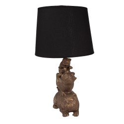 Clayre & Eef Tischlampe Katzen Ø 25x43 cm Goldfarbig Schwarz Kunststoff