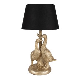 Clayre & Eef Tischlampe Ente Ø 20x37 cm Goldfarbig Schwarz Polyresin