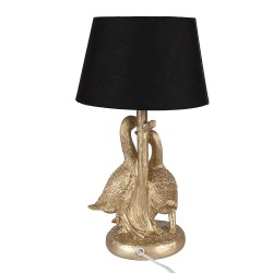 Clayre & Eef Tischlampe Ente Ø 20x37 cm Goldfarbig Schwarz Polyresin