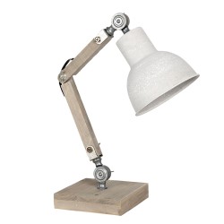 Clayre & Eef Bureaulamp  15x15x47 cm  Beige Hout Ijzer Vierkant