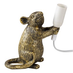 Clayre & Eef Tischlampe Maus 15x8x19 cm Goldfarbig Kunststoff