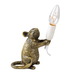 Clayre & Eef Lampada da tavolo Mouse 15x8x19 cm Color oro Plastica