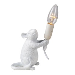 Clayre & Eef Lampe de table Souris 15x8x19 cm Blanc Plastique