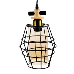 Clayre & Eef Pendant Lamp 18x18x31 cm  Black Metal Glass