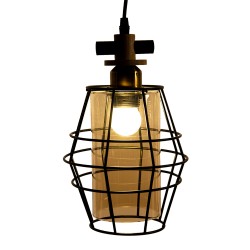 Clayre & Eef Pendant Lamp 18x18x31 cm  Black Metal Glass