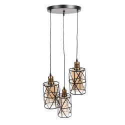 Clayre & Eef Pendant Lamp Ø 35x110 cm Black Metal Glass