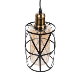 Clayre & Eef Pendant Lamp Ø 35x110 cm Black Metal Glass