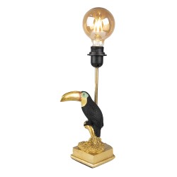 Clayre & Eef Piede de lampe Toucan 14x10x31 cm Couleur or Noir Plastique