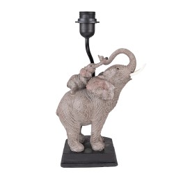 Clayre & Eef Lampenvoet  Olifant 21x14x36 cm Grijs Bruin Kunststof