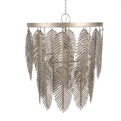 Clayre & Eef Hanglamp  Ø 42x52 cm Goudkleurig Grijs Ijzer Bladeren