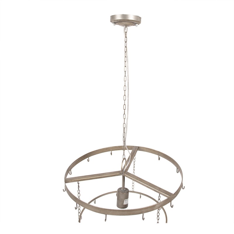 Clayre & Eef Hanglamp  Ø 42x52 cm Goudkleurig Grijs Ijzer Bladeren