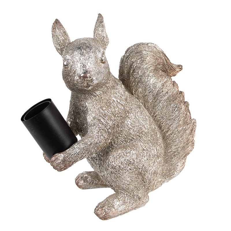 Clayre & Eef Table Lamp Squirrel 24x12x25 cm Silver colored Plastic